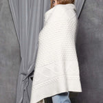 Cashmere Aran Throw Blanket in Cream