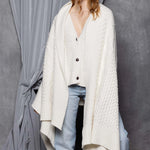 Cashmere Aran Throw Blanket in Cream