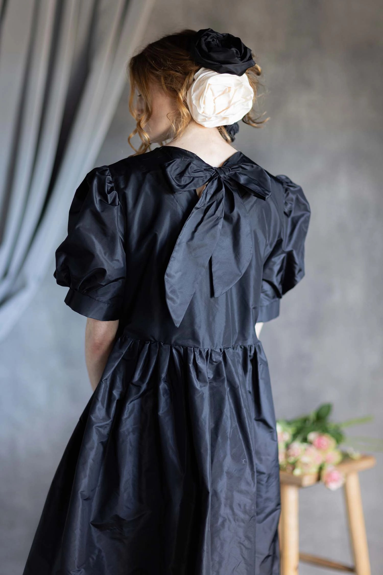 Silk Taffeta Dress in Black