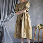 Silk Taffeta Dress in Gold