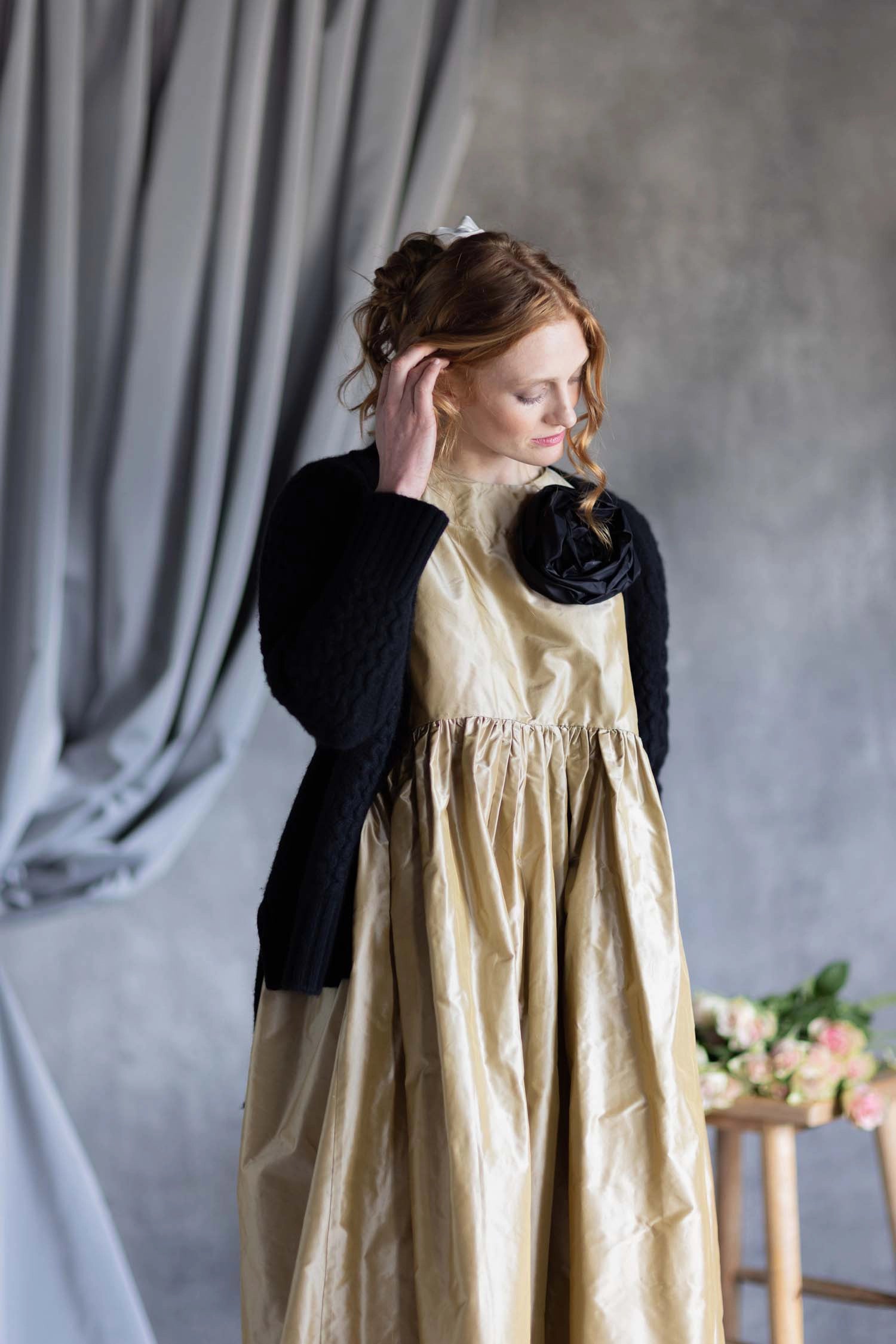 Silk Taffeta Dress in Gold