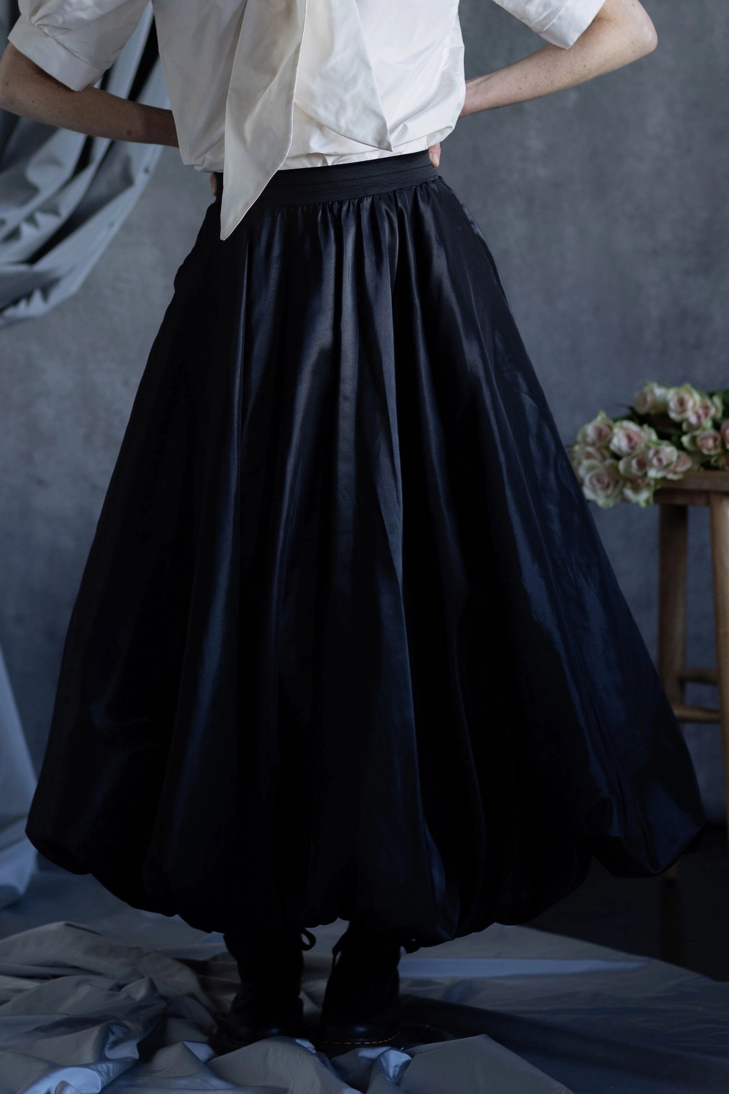 Black Silk Taffeta Balloon Skirt Formal