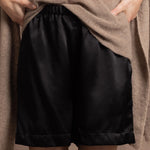 100% pure silk shorts in black