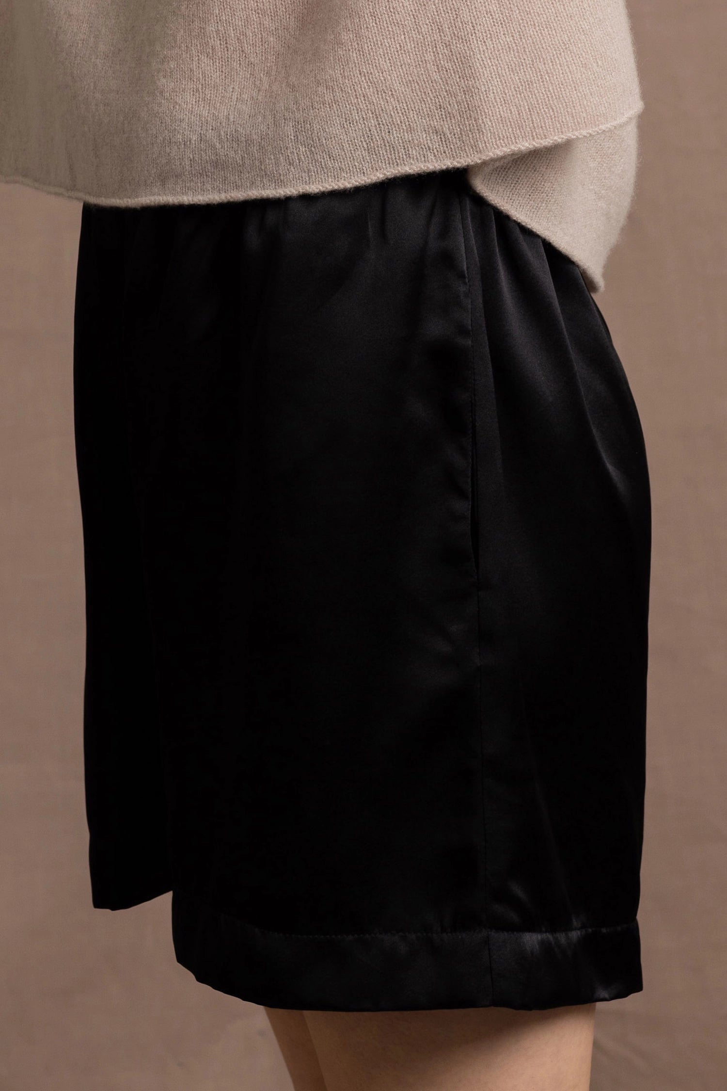 100% pure silk shorts in black