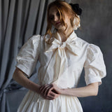 Silk Tafetta Bow Blouse