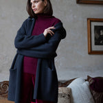 Luxury Hooded Cashmere Cardigan in Blue