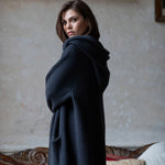 Luxury Hooded Cashmere Cardigan in Blue