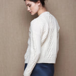 Cashmere Aran Irish Sweater in Cream