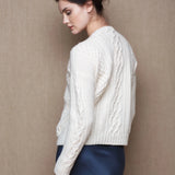 Cashmere Aran Irish Sweater in Cream