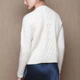 Cashmere Aran Irish Sweater in Cream