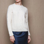 Cashmere Aran Irish Sweater in Cream