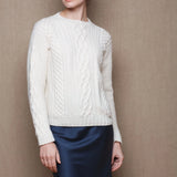 Cashmere Aran Irish Sweater in Cream