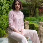 Cashmere Aran Irish Sweater in Pink