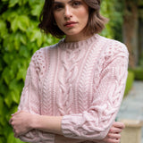Cashmere Aran Irish Sweater in Pink