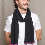 Luxury Mens Cashmere Scarf Grey and Pink