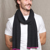 Luxury Mens Cashmere Scarf Grey and Pink