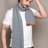 Luxury Mens Cashmere Scarf Grey and Orange