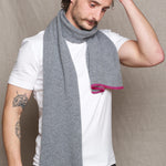 Luxury Mens Cashmere Scarf Grey and Pink