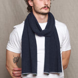 Luxury Mens Cashmere Scarf Ink Blue