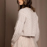 cashmere aran cardigan sweater in pink