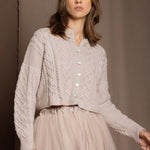 cashmere aran cardigan sweater in pink
