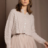 cashmere aran cardigan sweater in pink