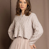 cashmere aran cardigan sweater in pink