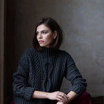 Handknit Irish Cashmere Aran Sweater Charcoal