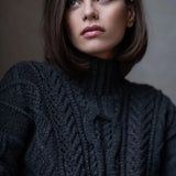 Handknit Irish Cashmere Aran Sweater Charcoal