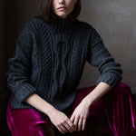 Handknit Irish Cashmere Aran Sweater Charcoal