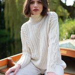 Handknit Irish Cashmere Aran Sweater  Cream