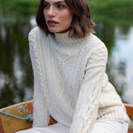 Handknit Irish Cashmere Aran Sweater Cream