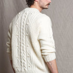 Luxury Cashmere Unisex Aran Sweater in Cream