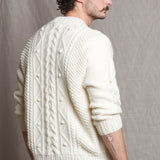 Luxury Cashmere Unisex Aran Sweater in Cream