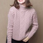 pure cashmere aran turtleneck sweater