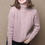 pure cashmere aran turtleneck sweater