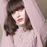cashmere aran sweater in pink
