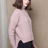 Cashmere Aran Sweater in Pink