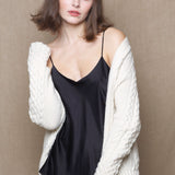 Luxury Cashmere Aran Irish Sweater in Cream