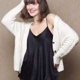 Luxury Cashmere Aran Irish Sweater in Cream
