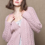 Luxury Cashmere Aran Irish Sweater in Pink