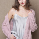 Luxury Cashmere Aran Irish Sweater in Pink