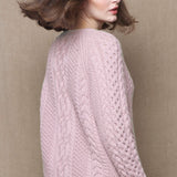 Luxury Cashmere Aran Irish Sweater in Pink