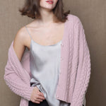 Luxury Cashmere Aran Irish Sweater in Pink