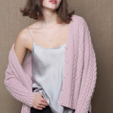 Luxury Cashmere Aran Irish Sweater in Pink
