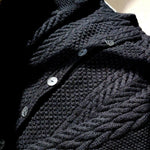 Cashmere Aran Knit Cardigan in Black