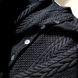 Cashmere Aran Knit Cardigan in Black