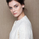 Cashmere Aran Knit Cardigan in Cream