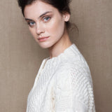 Cashmere Aran Knit Cardigan in Cream