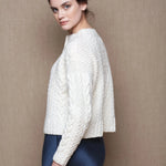 Cashmere Aran Knit Cardigan in Cream